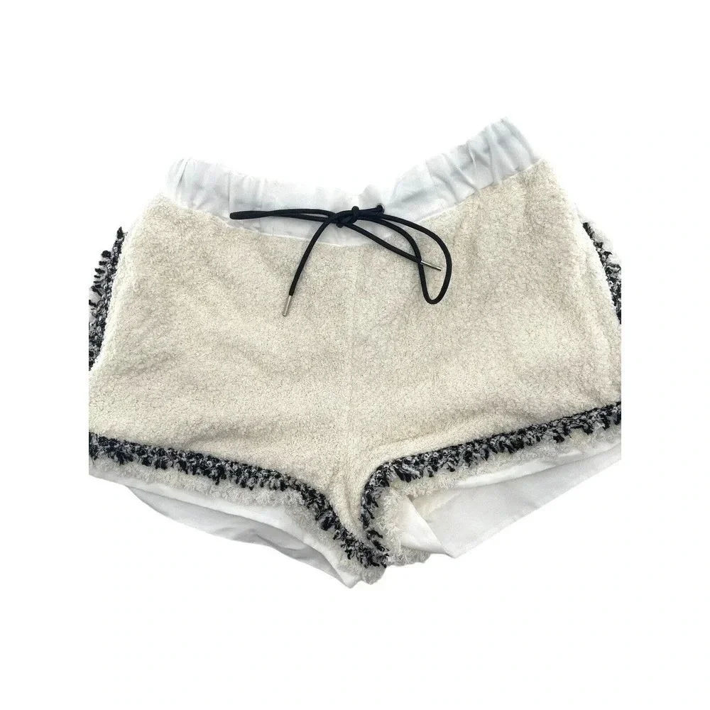 Sacai Tweed Shorts Drawcord Waist Off White Size XS- S